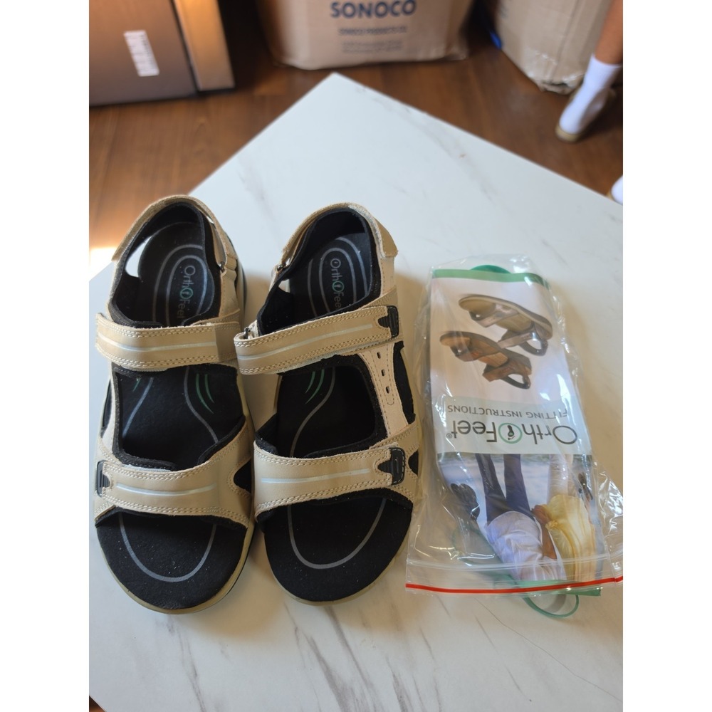 Orthofeet Women's Venice 926 Leather Orthopedic Brown Sandals Sz. 5.5 B Medium